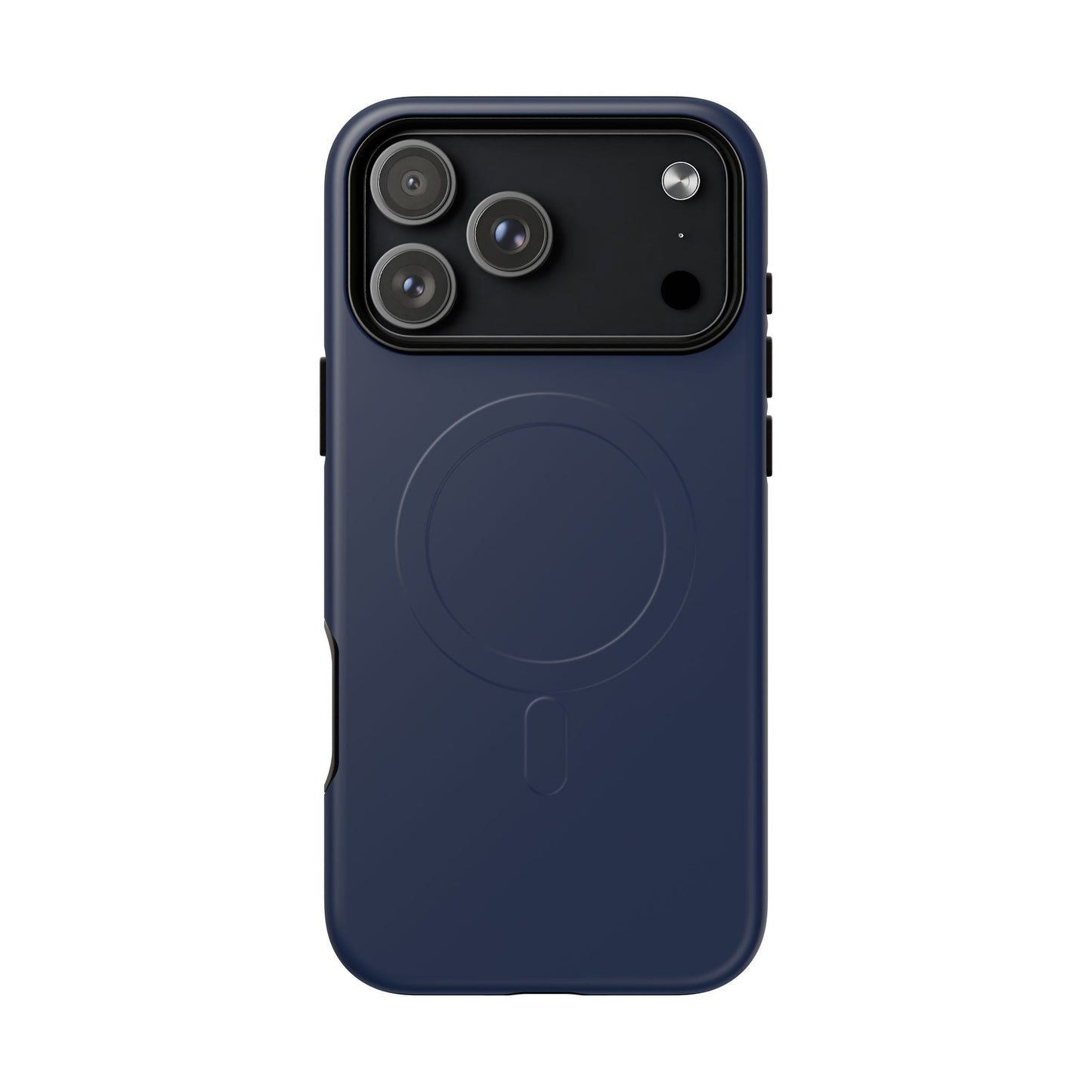 Navy Blue Minimalist Heritage Check MagSafe® iPhone Case | Luxury Magnetic Phone Cover