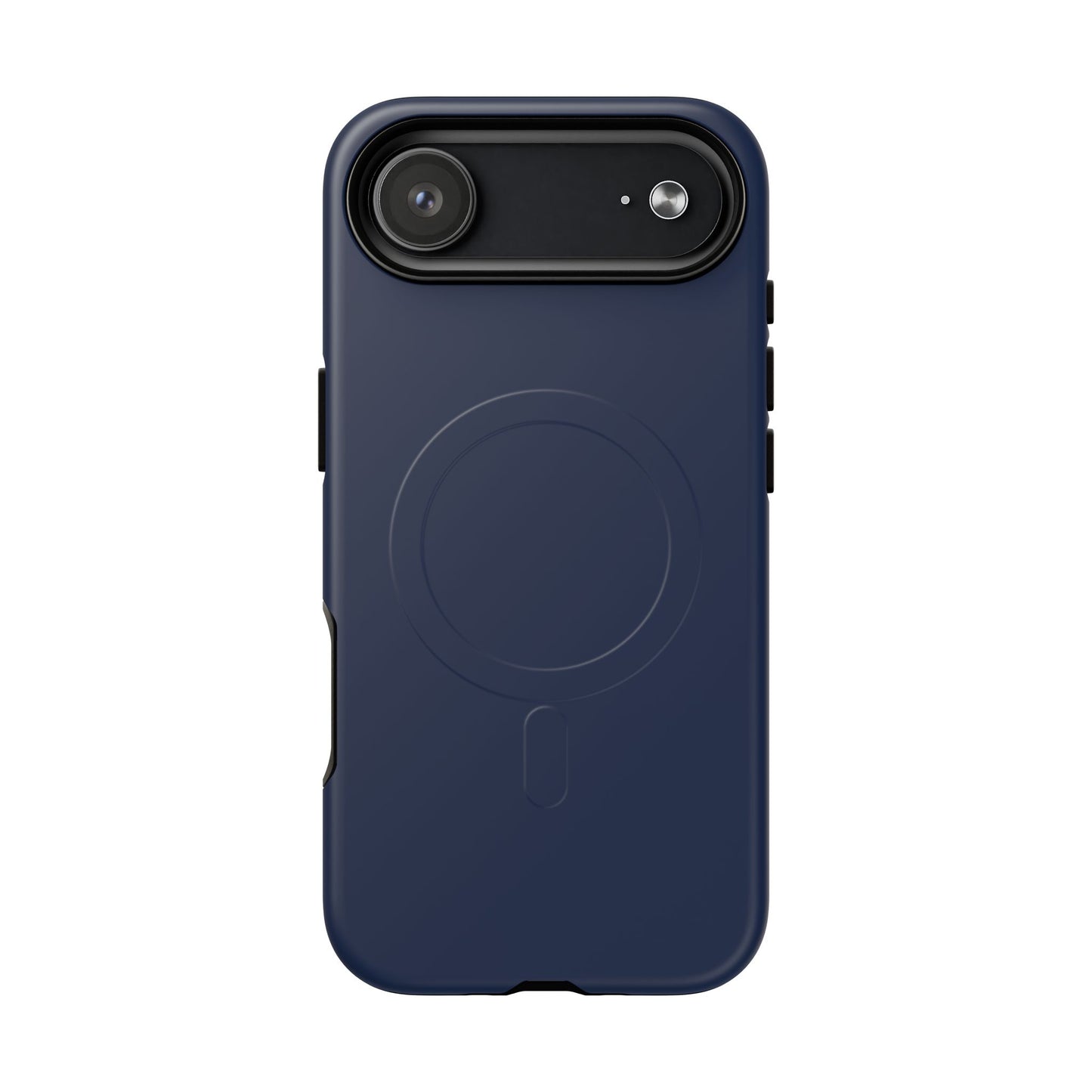 Navy Blue Minimalist Heritage Check MagSafe® iPhone Case | Luxury Magnetic Phone Cover