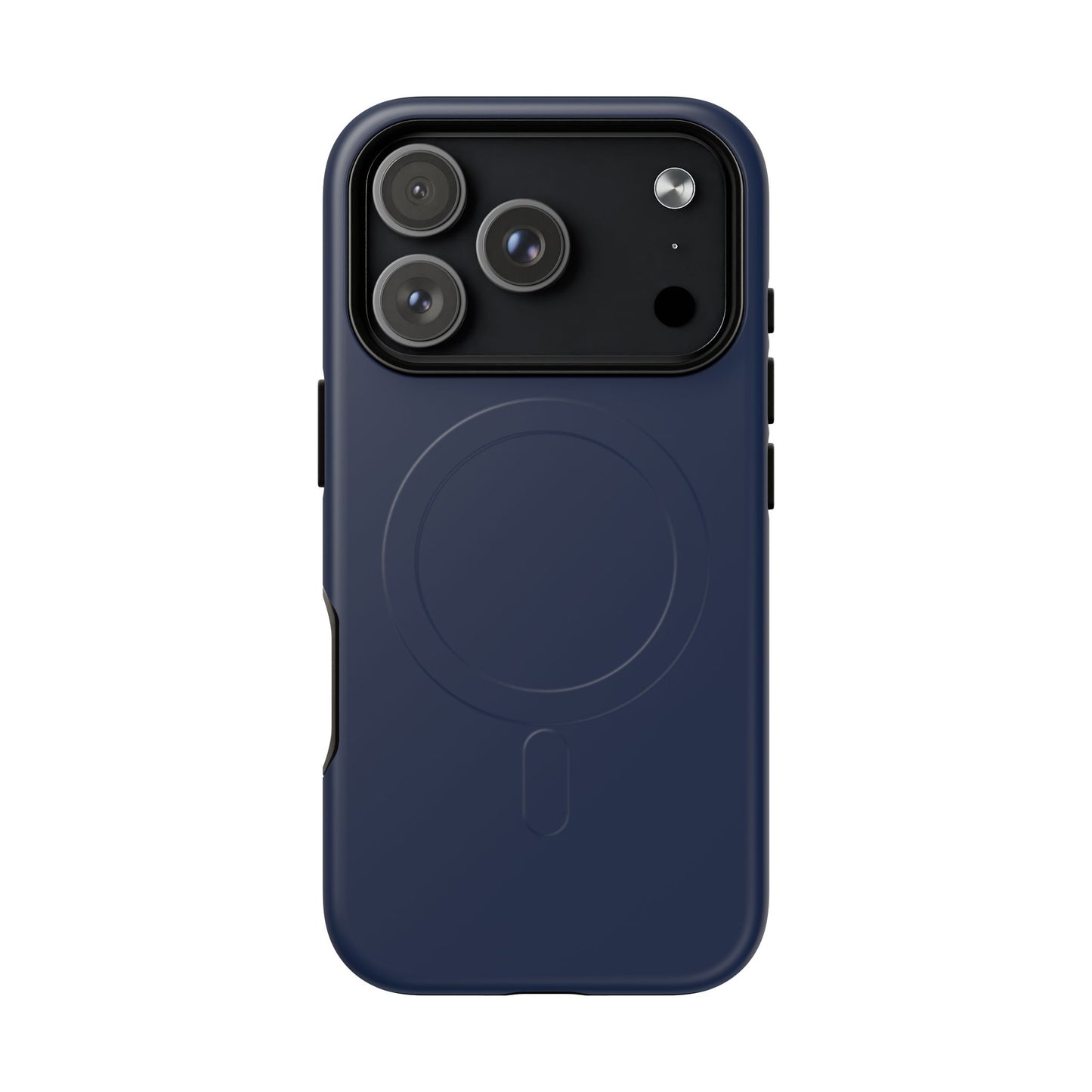 Navy Blue Minimalist Heritage Check MagSafe® iPhone Case | Luxury Magnetic Phone Cover