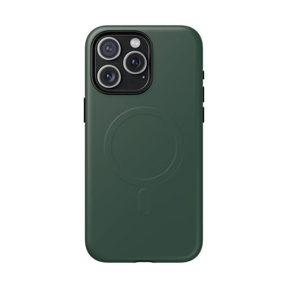 Bottle Green Minimalist Heritage Check MagSafe® iPhone Case | Luxury Magnetic Phone Cover