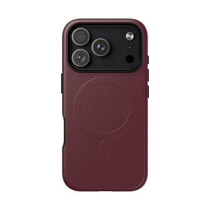 Oxblood Minimalist Heritage Check MagSafe® iPhone Case | Luxury Magnetic Phone Cover