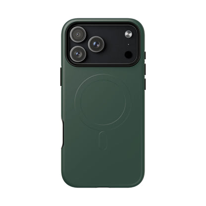 Bottle Green Minimalist Heritage Check MagSafe® iPhone Case | Luxury Magnetic Phone Cover