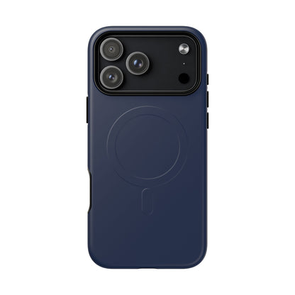 Navy Blue Minimalist Heritage Check MagSafe® iPhone Case | Luxury Magnetic Phone Cover