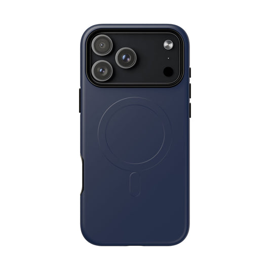 Navy Blue Minimalist Heritage Check MagSafe® iPhone Case | Luxury Magnetic Phone Cover