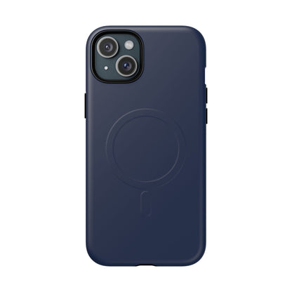 Navy Blue Minimalist Heritage Check MagSafe® iPhone Case | Luxury Magnetic Phone Cover