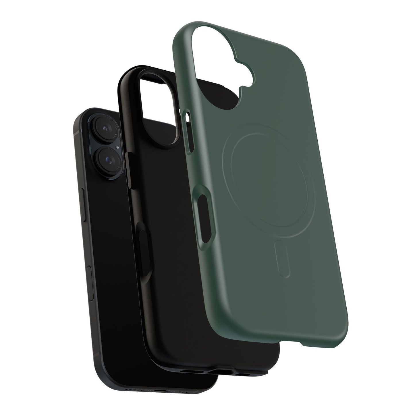 Bottle Green Minimalist Heritage Check MagSafe® iPhone Case | Luxury Magnetic Phone Cover