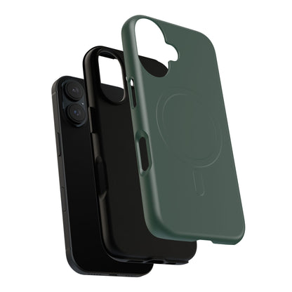 Bottle Green Minimalist Heritage Check MagSafe® iPhone Case | Luxury Magnetic Phone Cover