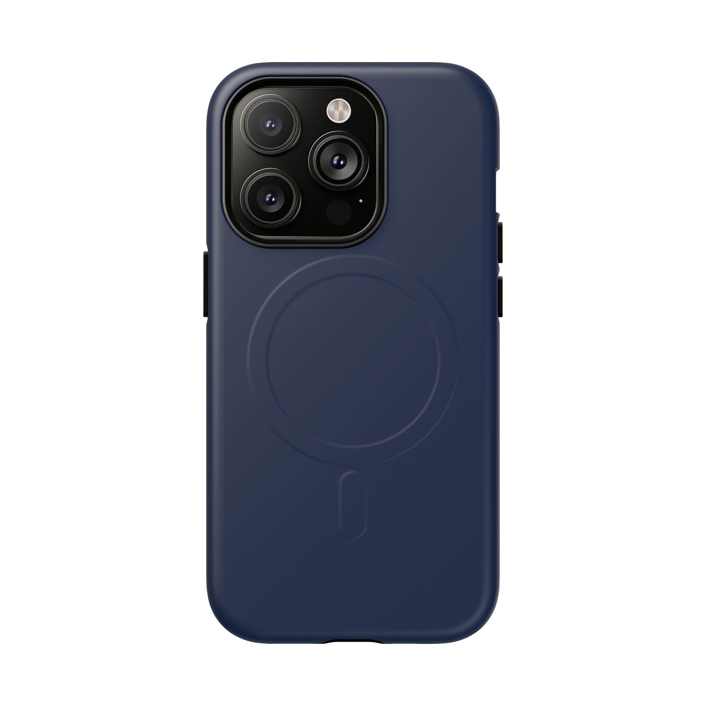Navy Blue Minimalist Heritage Check MagSafe® iPhone Case | Luxury Magnetic Phone Cover