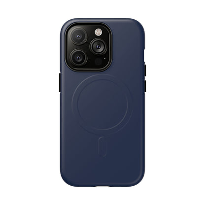 Navy Blue Minimalist Heritage Check MagSafe® iPhone Case | Luxury Magnetic Phone Cover