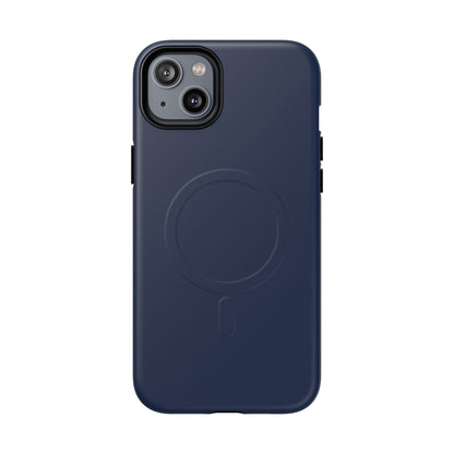 Navy Blue Minimalist Heritage Check MagSafe® iPhone Case | Luxury Magnetic Phone Cover
