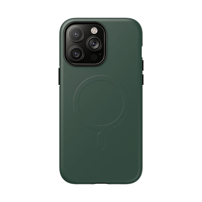 Bottle Green Minimalist Heritage Check MagSafe® iPhone Case | Luxury Magnetic Phone Cover
