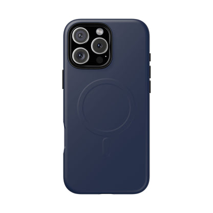 Navy Blue Minimalist Heritage Check MagSafe® iPhone Case | Luxury Magnetic Phone Cover