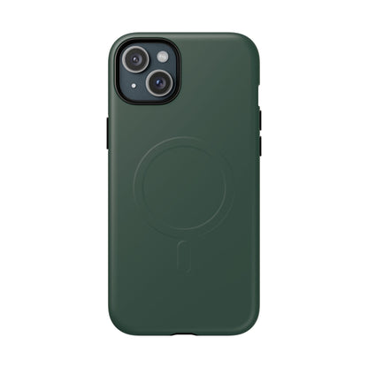 Bottle Green Minimalist Heritage Check MagSafe® iPhone Case | Luxury Magnetic Phone Cover