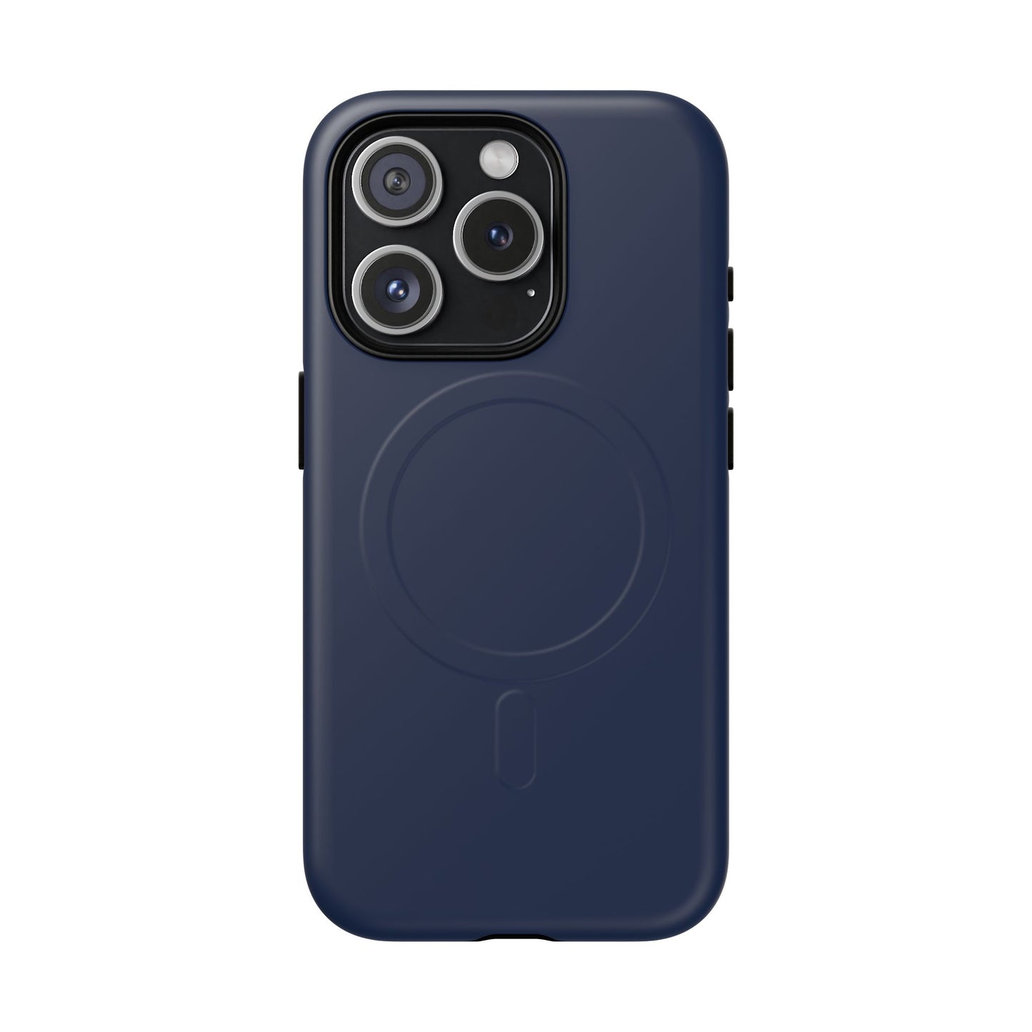 Navy Blue Minimalist Heritage Check MagSafe® iPhone Case | Luxury Magnetic Phone Cover