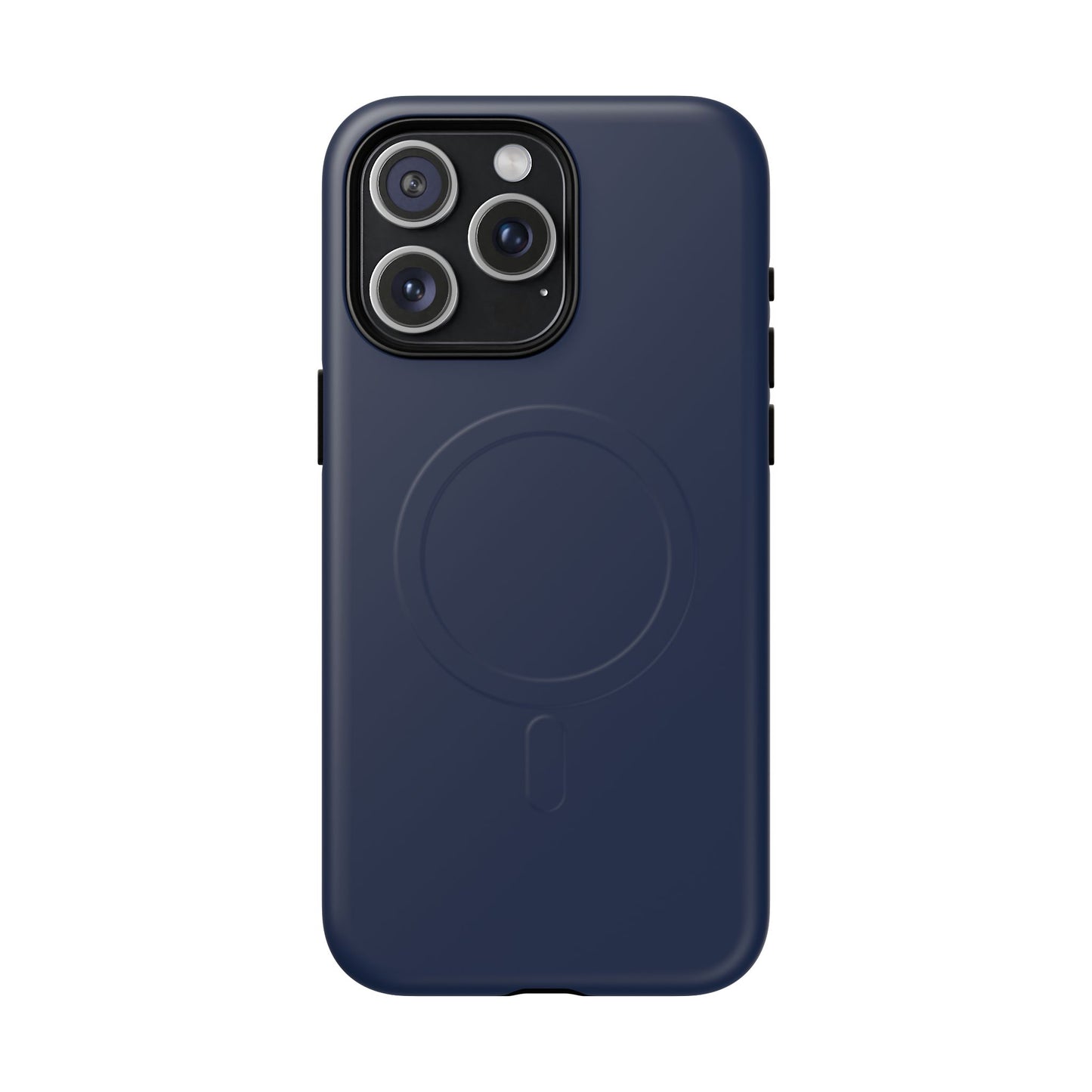 Navy Blue Minimalist Heritage Check MagSafe® iPhone Case | Luxury Magnetic Phone Cover