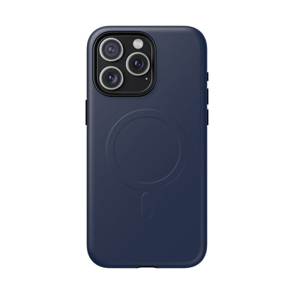 Navy Blue Minimalist Heritage Check MagSafe® iPhone Case | Luxury Magnetic Phone Cover