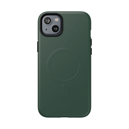 Bottle Green Minimalist Heritage Check MagSafe® iPhone Case | Luxury Magnetic Phone Cover