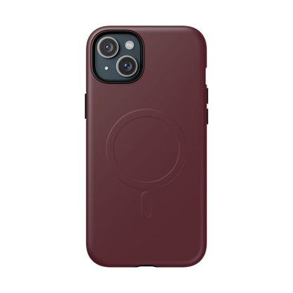 Oxblood Minimalist Heritage Check MagSafe® iPhone Case | Luxury Magnetic Phone Cover